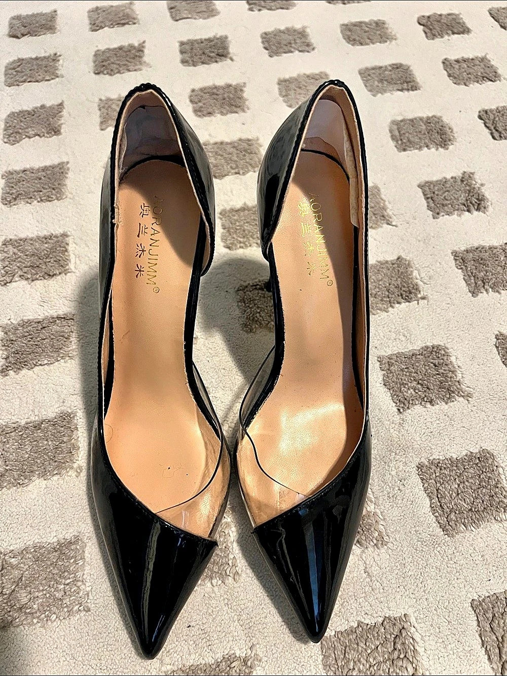 Aoranjimm Black Pointed-Toe Heels